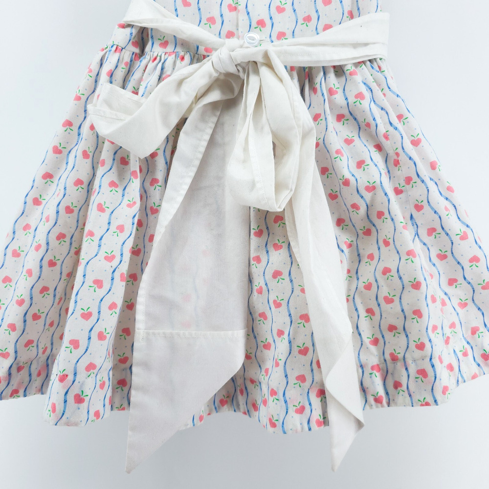 Vintage 4T Handmade Cottage Core Pinafore Dress Pockets Lace Rosette Petticoat - Picture 10 of 16